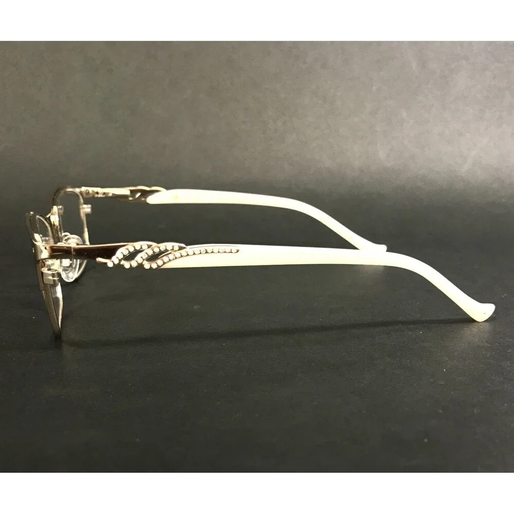 Tura Brilliance Eyeglasses Frames TE256 GLD Gold White Swarovski Cryst 50-17-135